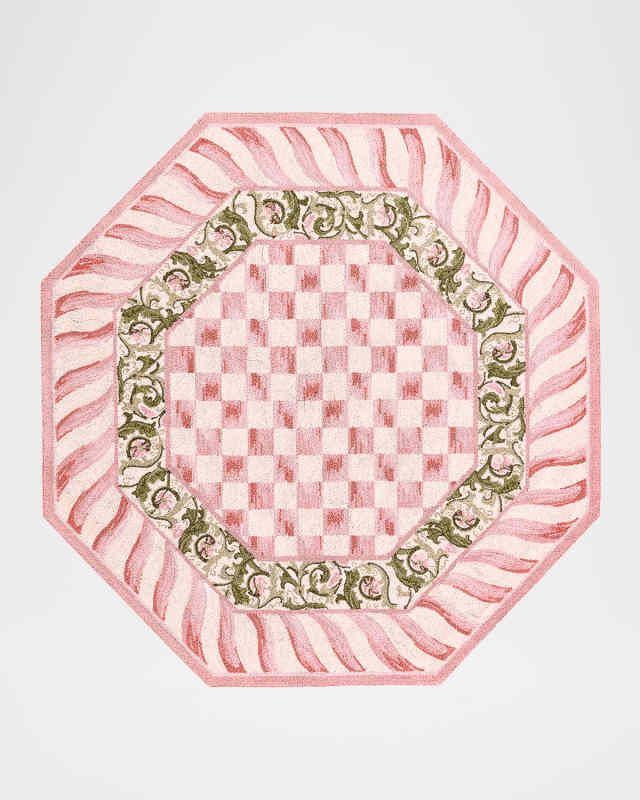Rosy Check Octagon Rug, 6'
